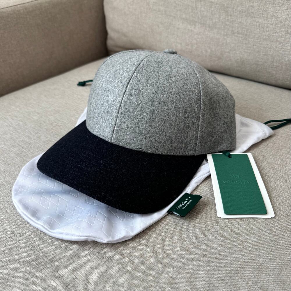 Varsity Headwear Legacy Structured Wool Baseball Cap Medium NEW Clay Grey Navy